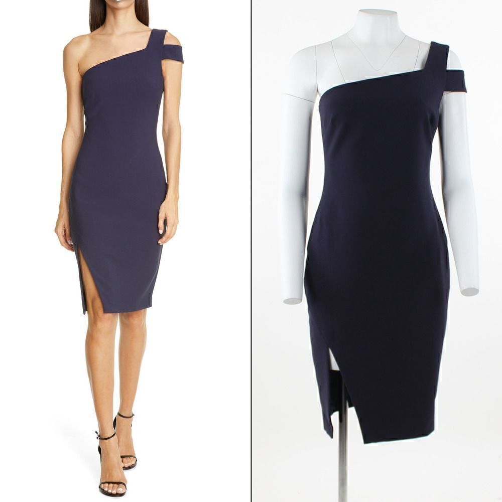 LIKELY Packard One-Shoulder Sheath Dress in Navy